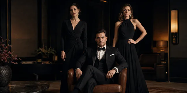 Elegant evening gathering in a luxury lounge